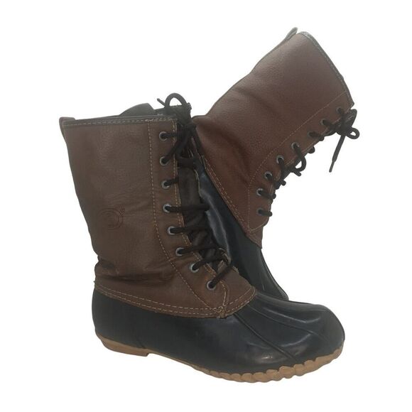 Sporto Womens Pre-owned Brown Leather & Black Lined Boots - sz. 9M - Picture 1 of 5